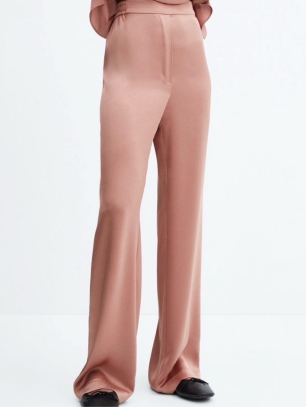NWOT Mango Champagne Wide-Leg Velour Pants